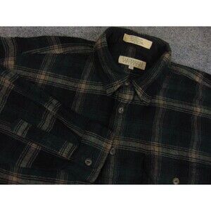 Claybrooke Outdoors Flannel Wool Shirt Mens Large Green Plaid Poly Acrylic